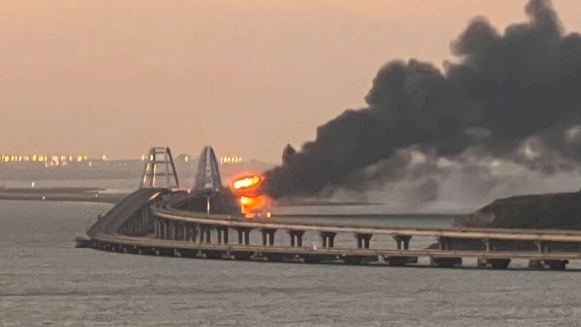 Explosion Damages Bridge Linking Russia, Crimea