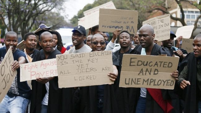 Unemployed graduates march to the Union Buildings 1 Unemployment Rises in South Africa to 32.9% in Q1