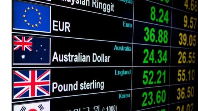 currency exchange rate on digital LED display board 1 Dollar Slides Ahead of GDP, US Fed Chair Comments