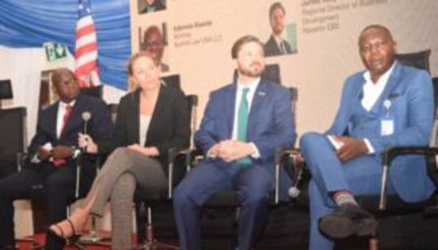L-R: Attorney, Summit Law USA, Ademola Akande; Global EB-5 Manager, Zoe Wollenschlaeger; Regional Director of Business Development, Houston EBS, James Kelly and Manager partner, BravelCONS Global, Fife Banks, at the EB-5 Information series 2023 Abuja Investors Brunch in Abuja on Wednesday 1 Entrepreneur Urges Nigerian Investors to Leverage Opportunities In The U.S.