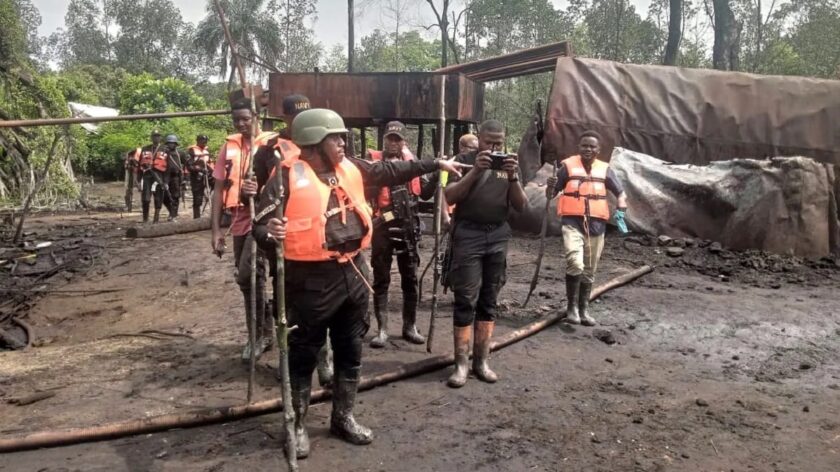Navy Disrupts 2 Illegal Refining Sites in Rivers
